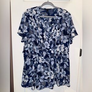 Lane Bryant Navy Floral Blouse